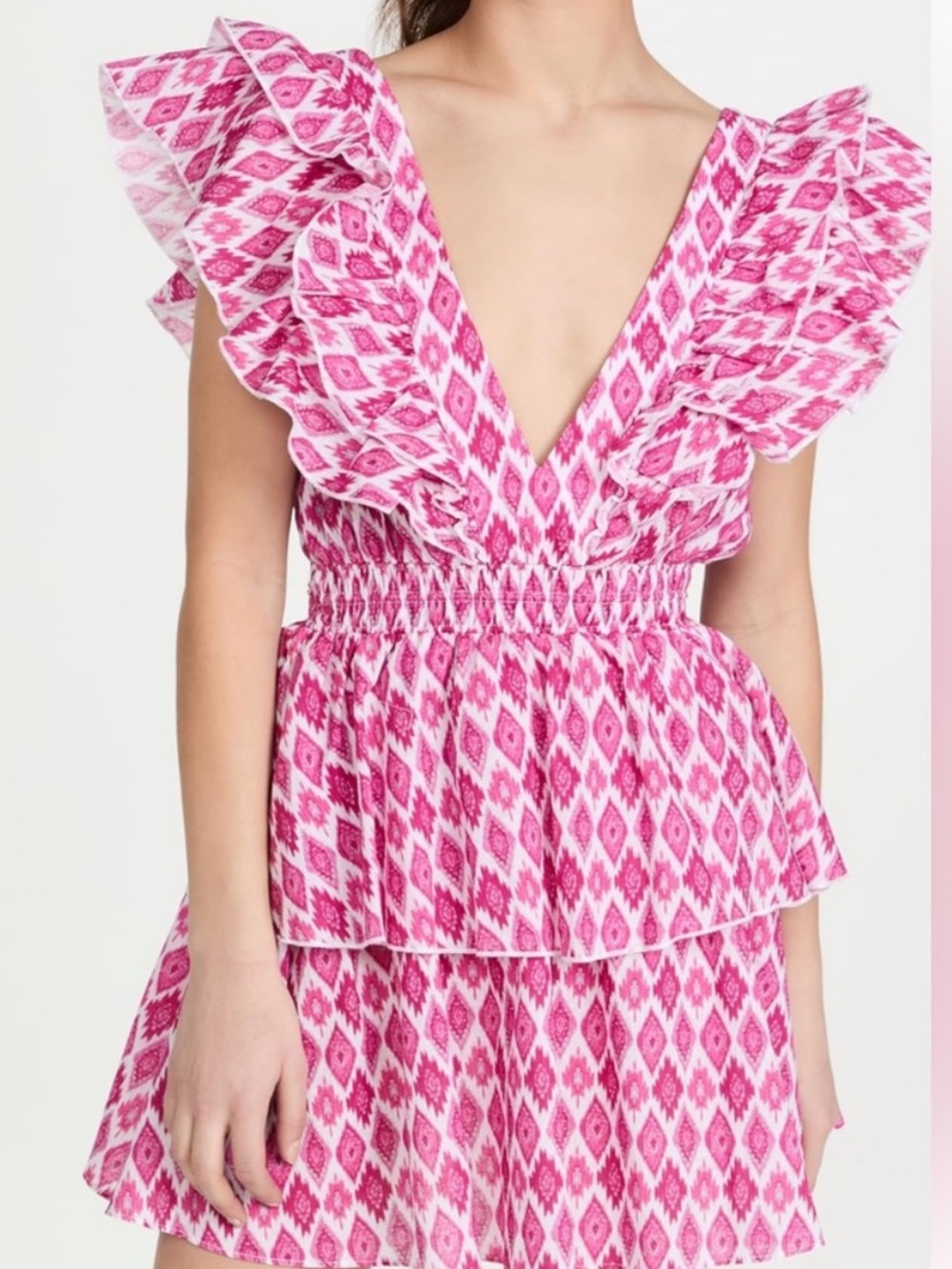 Playa Lucila Dresses | Playa Lucila Ruffle Mini Dress | Color: Pink/White Medium